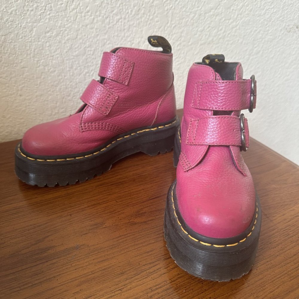 Devon Flower buckle leather platform boots